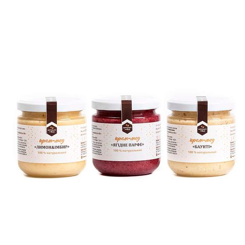 "Cream maximum" set, M, Cream honey "Lemon & Ginger", Cream honey "Coconut-almond", Cream honey "Berry mix"